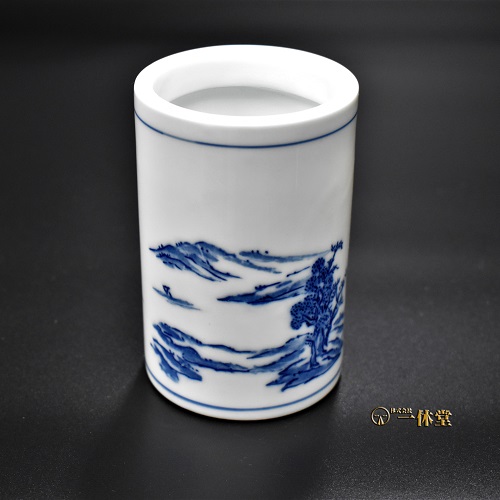 陶器製筆筒(山水)