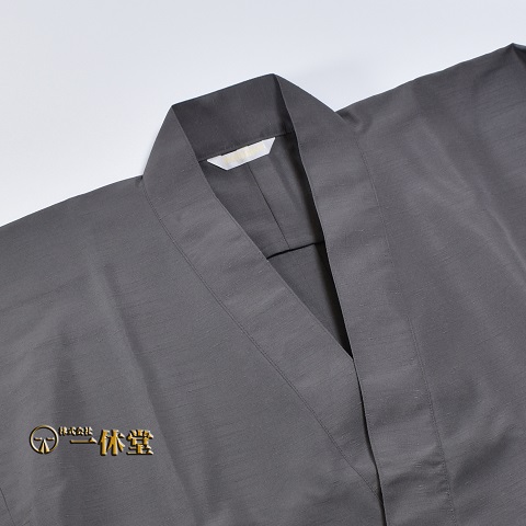 ポリ紬まほろば作務衣【春・秋・冬】鼠色