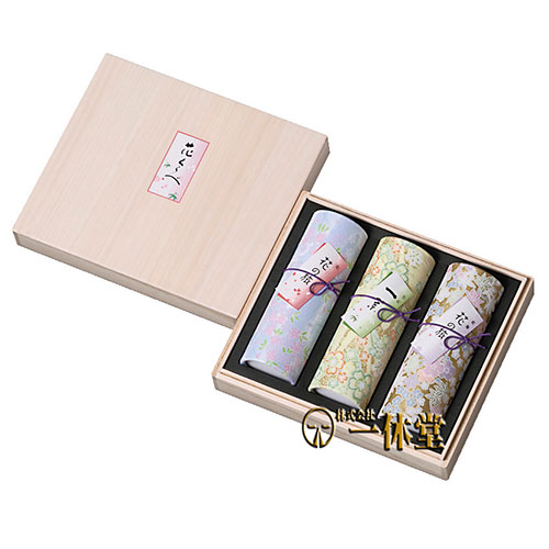 花くらべ線香(円筒形3本セット)桐箱
