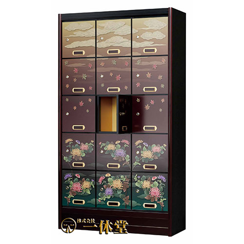 アルミ製納骨壇(菊)ウルシ調